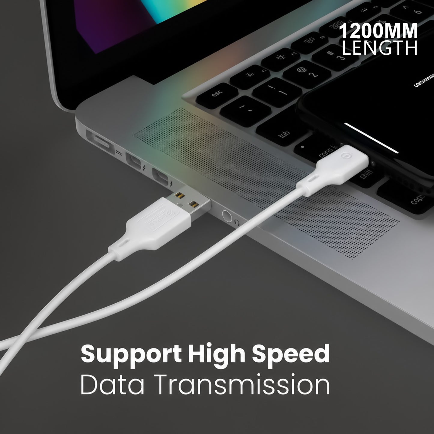 USB to V8 Data Cable | 22W Fast Charging & High-Speed Data Transfer SoRoo SR-DT-RED-V8 White