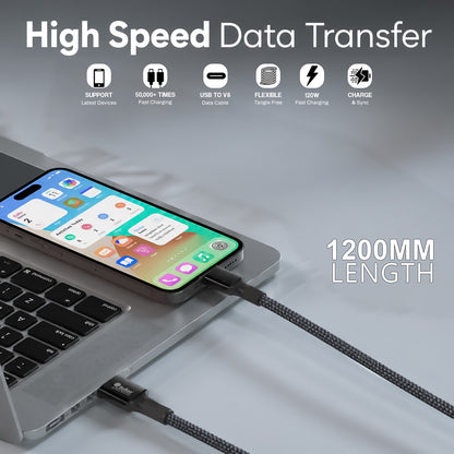 USB to V8 Data Cable | 120W High-Speed Charging, 1.2m Durable Cable SoRoo SR-DT08V8 Grey