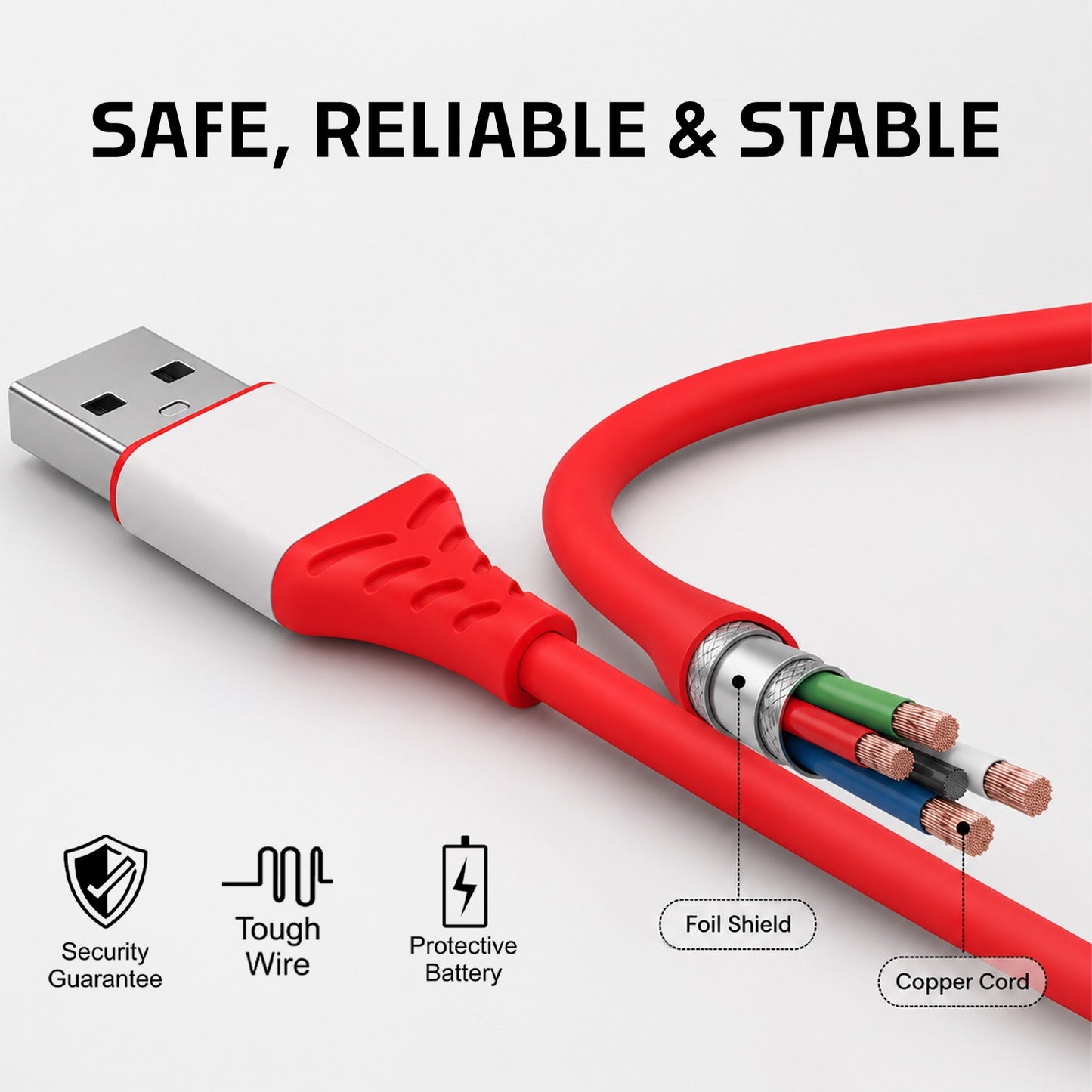 USB Fast Charging Cable | 45W Safe & Reliable Charge and Data Transfer SoRoo SR-DT12V8