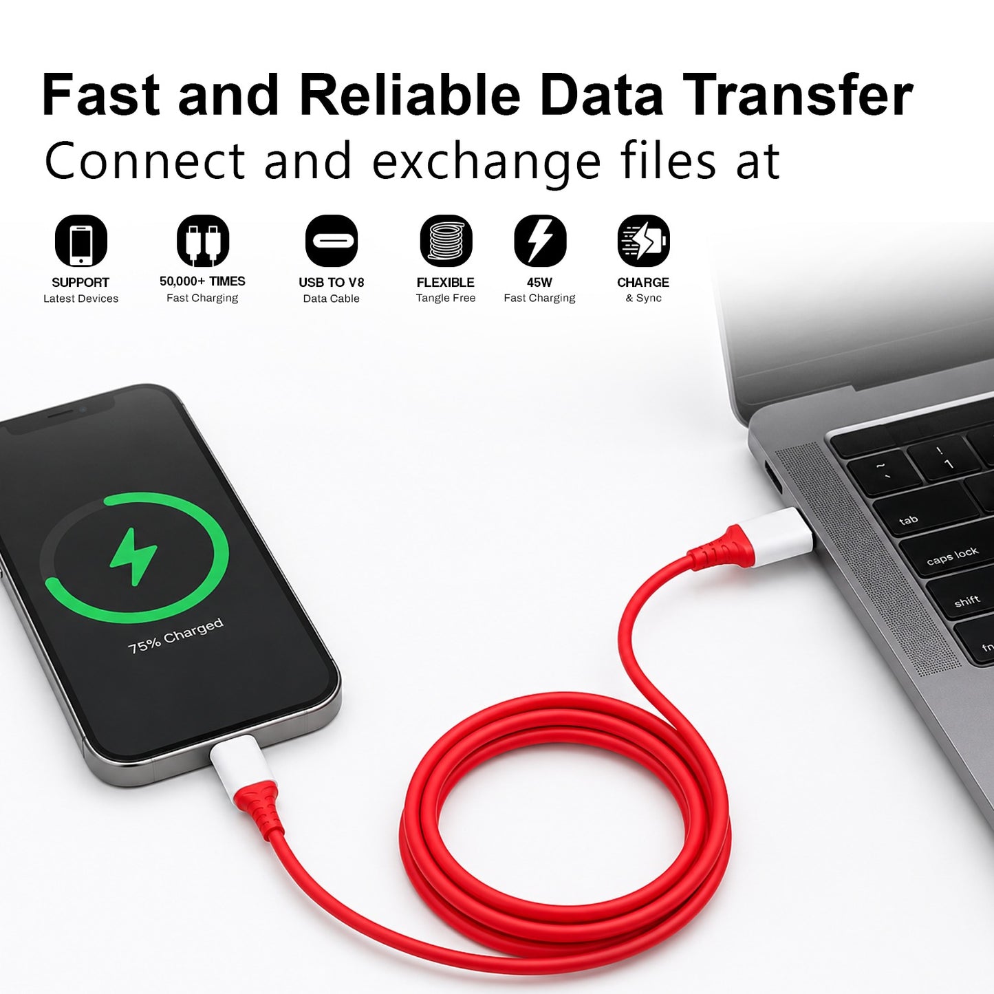 USB Fast Charging Cable | 45W Safe & Reliable Charge and Data Transfer SoRoo SR-DT12V8