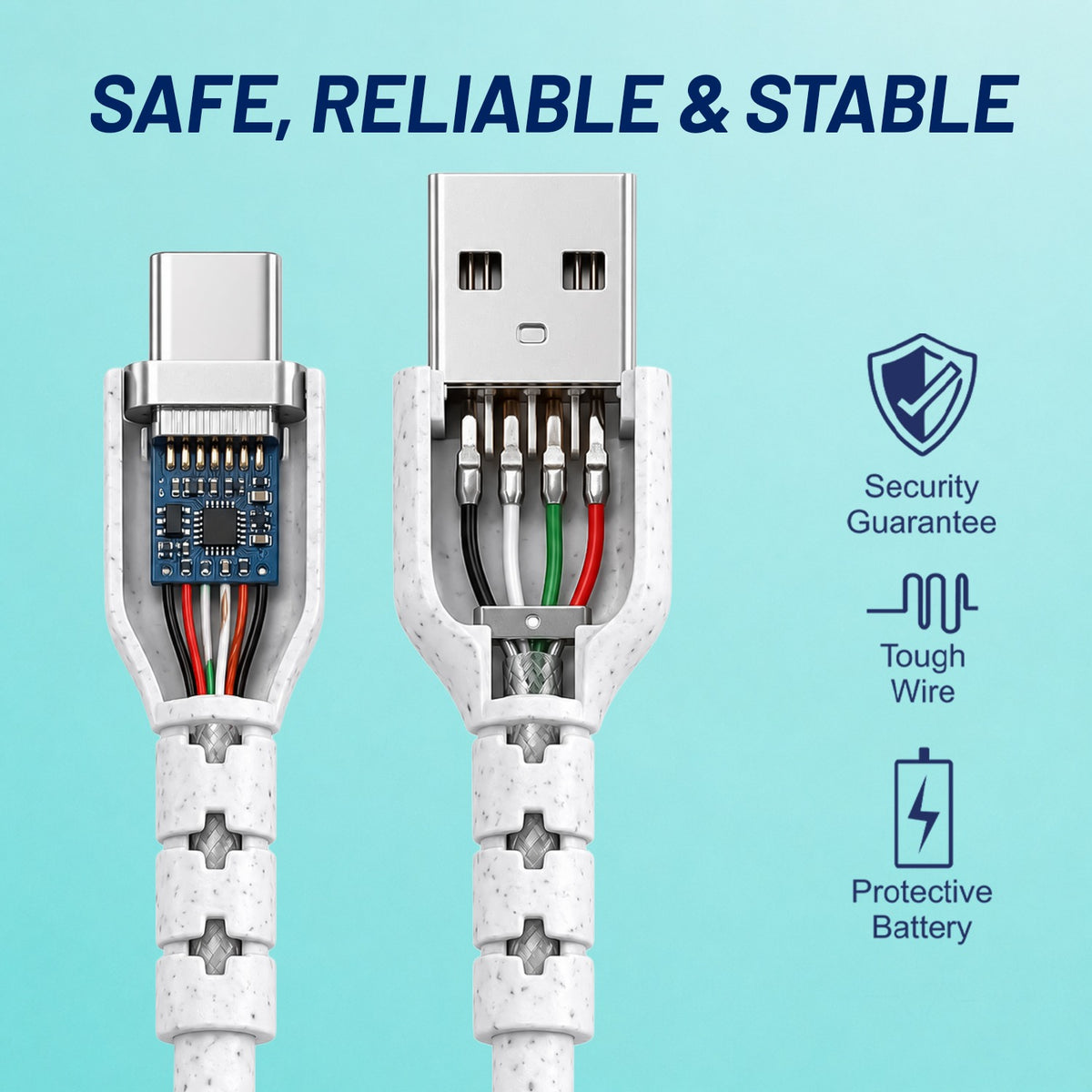 USB to Type-C Data Cable | 3.0A Fast Charging & 1.2m Length SoRoo SR-DT13 White