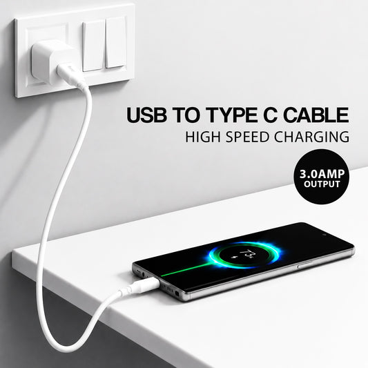 USB to Type C Cable | 3A Fast Charging & Data Sync 1m SoRoo SR-DT15 White