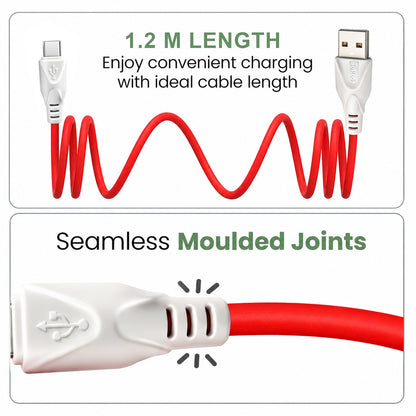 60W USB to Type-C Fast Charging Cable | Fast Charge & Data Sync Cable SoRoo SR-DT19-CBL-RED-01