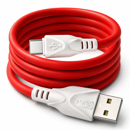 60W USB to Type-C Fast Charging Cable | Fast Charge & Data Sync Cable SoRoo SR-DT19-CBL-RED-01