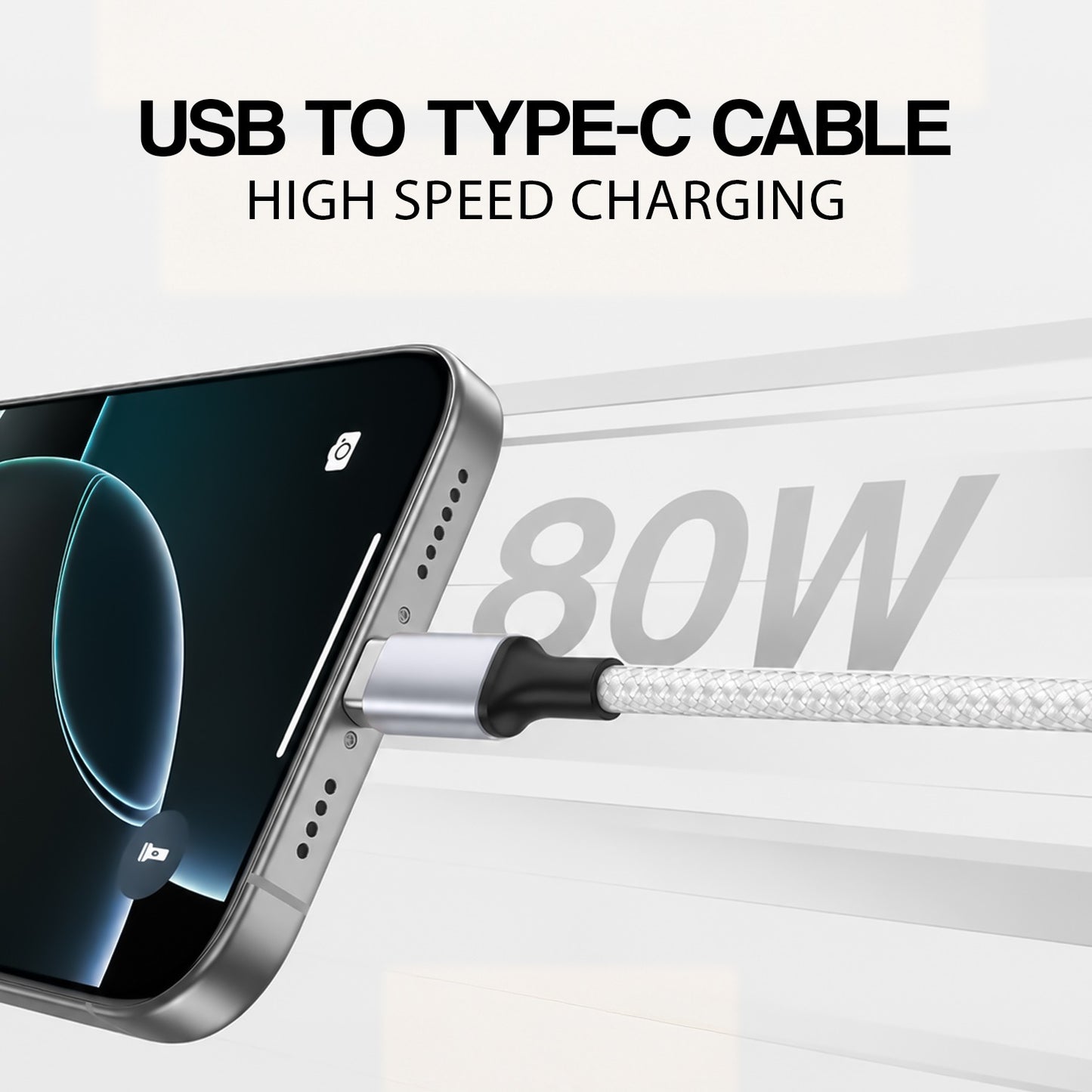 80W Fast Charging Data Cable 1.2m White | SoRoo SR-DT22