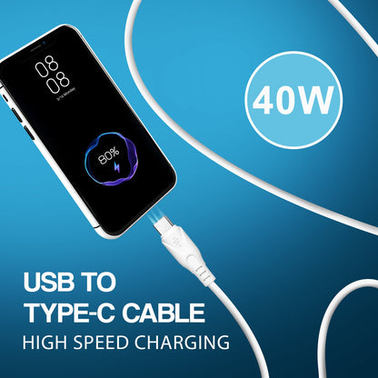Type C to Type C Cable 40W Fast Charging Data Sync Cable | SoRoo SR-DT89 – White