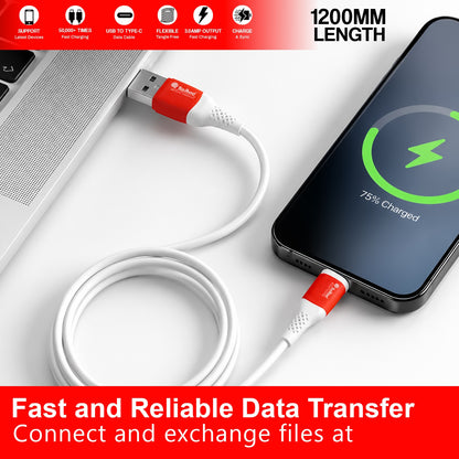 USB to Type C Cable | 40W Fast Charging & Data Sync 1.2m SoRoo SR-DTRED3.0 White