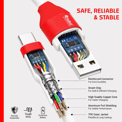 USB to Type C Cable | 40W Fast Charging & Data Sync 1.2m SoRoo SR-DTRED3.0 White