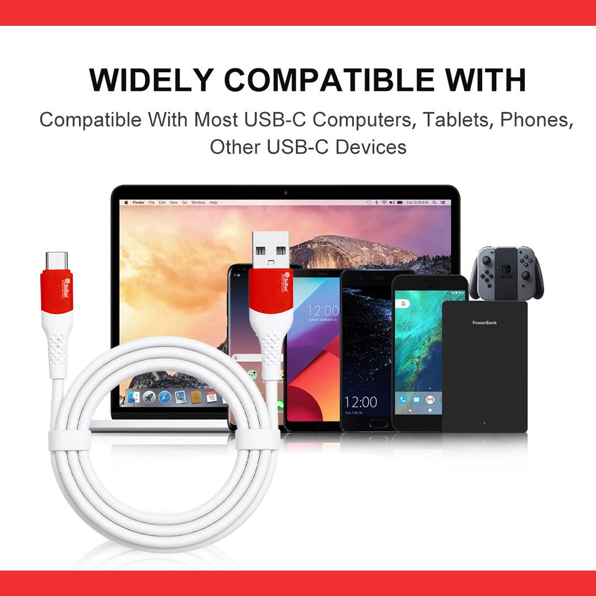 USB to Type C Cable | 40W Fast Charging & Data Sync 1.2m SoRoo SR-DTRED3.0 White