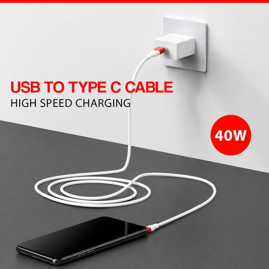 USB to Type C Cable | 40W Fast Charging & Data Sync 1.2m SoRoo SR-DTRED3.0 White