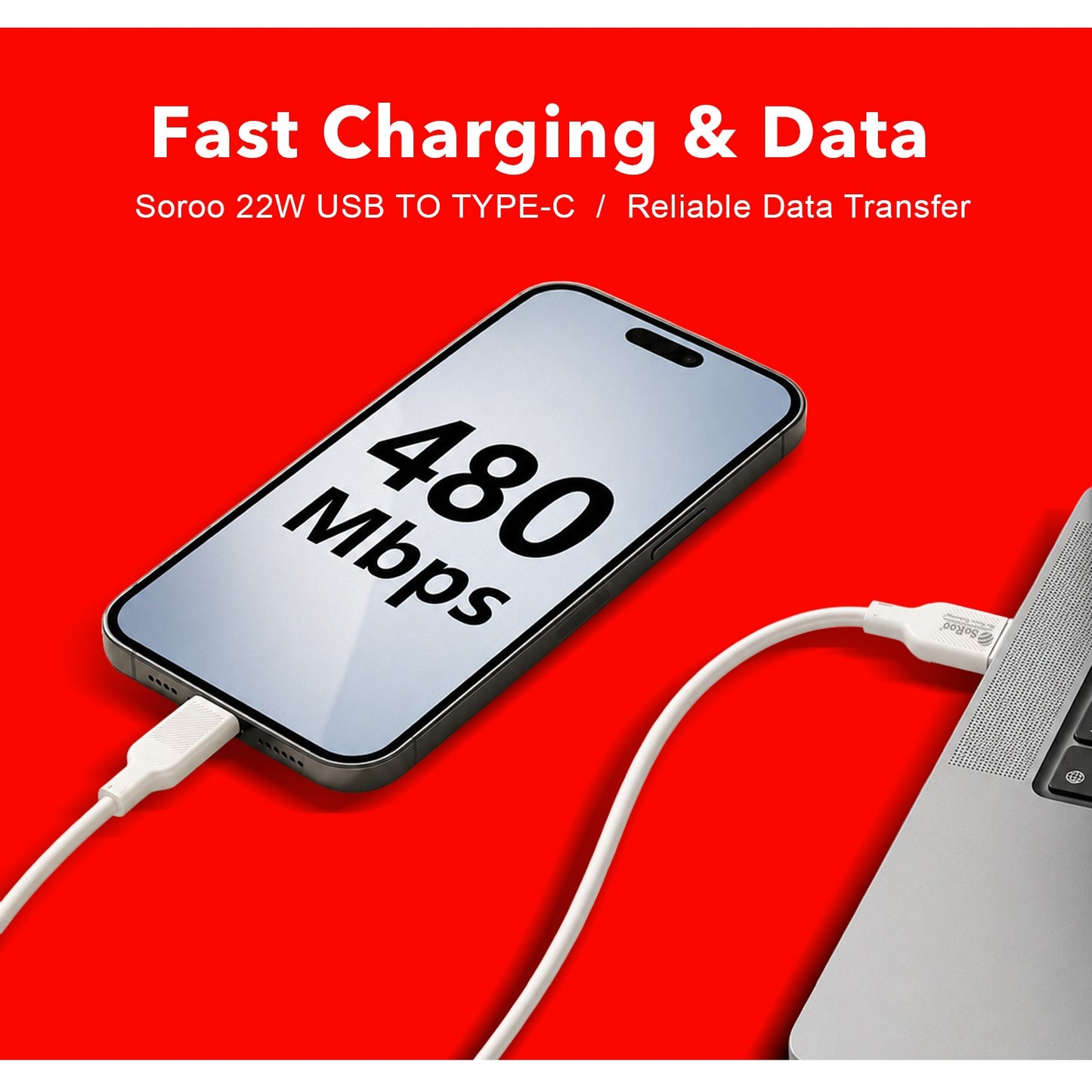 USB to Micro USB Cable 22W Fast Charging Data Sync Cable | SoRoo SR-DTRED4.0V8 – White
