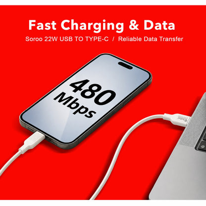 USB to Micro USB Cable 22W Fast Charging Data Sync Cable | SoRoo SR-DTRED4.0V8 – White