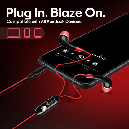 Wired Earphone with AUX Jack, Mic Hi-Fi Stereo Sound Noise Cancellation Black SoRoo X-185