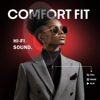 Wired Earphone with AUX Jack, Mic Hi-Fi Stereo Sound Noise Cancellation Black SoRoo X-185