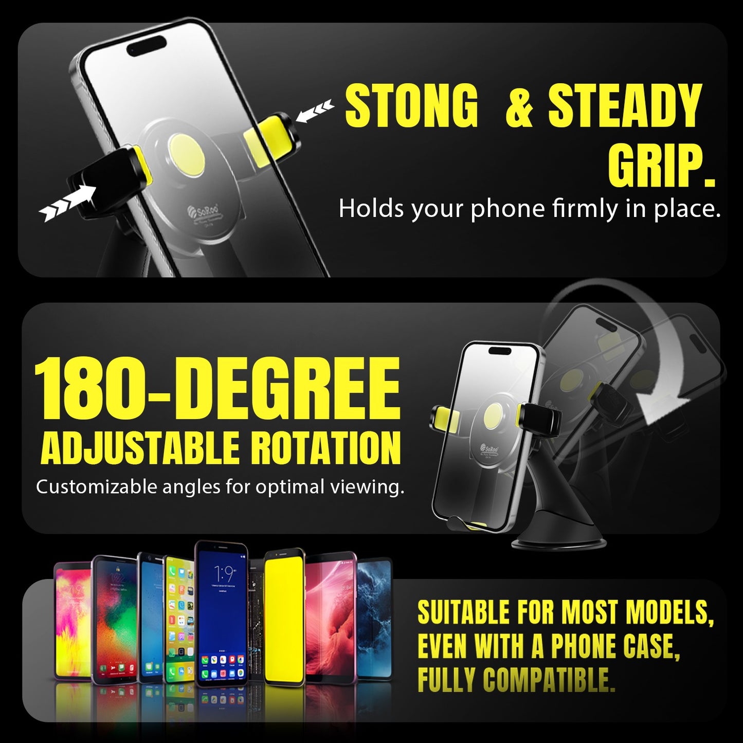 Car Mobile Holder 360° Touch Lock Strong Suction Soroo CH-14