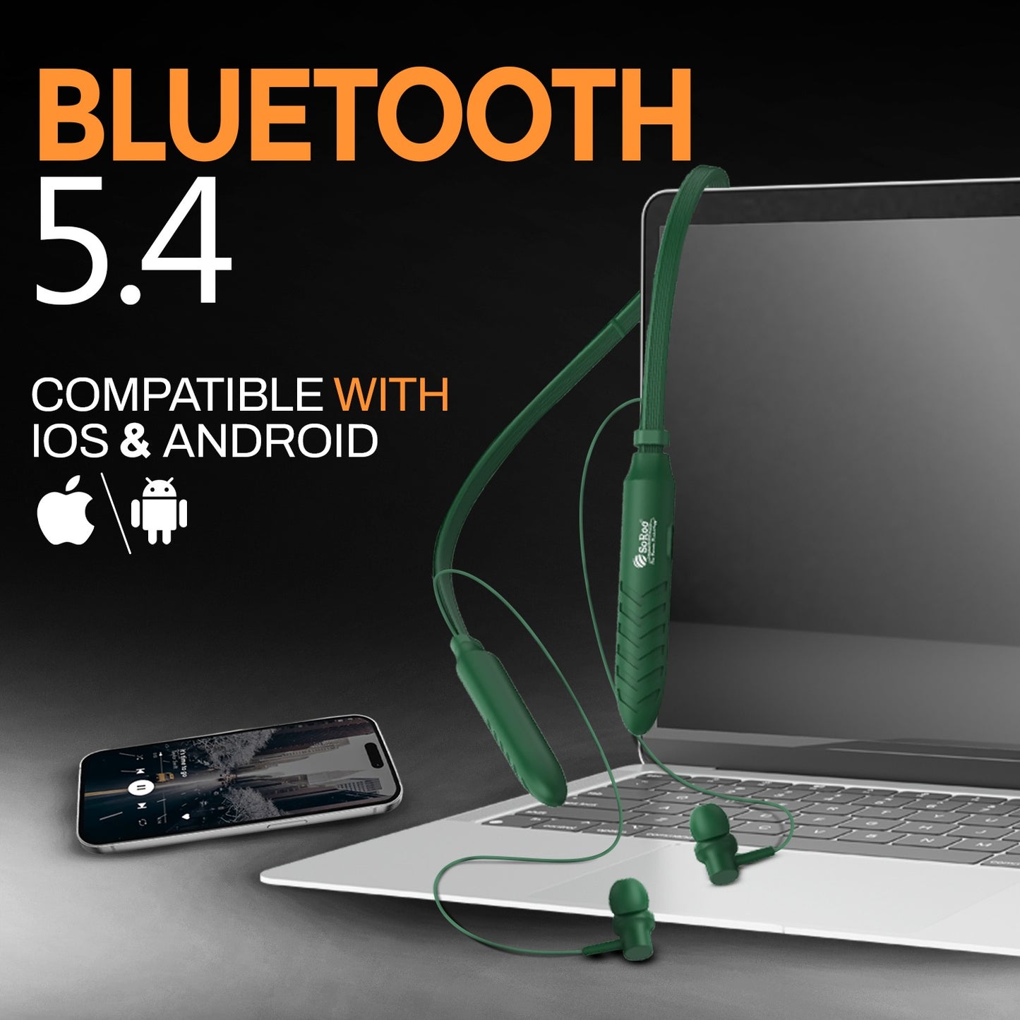 Wireless Bluetooth Neckband Deep Bass ENC Fast Charging Soroo Dhoom 6 Bluetooth Earphones