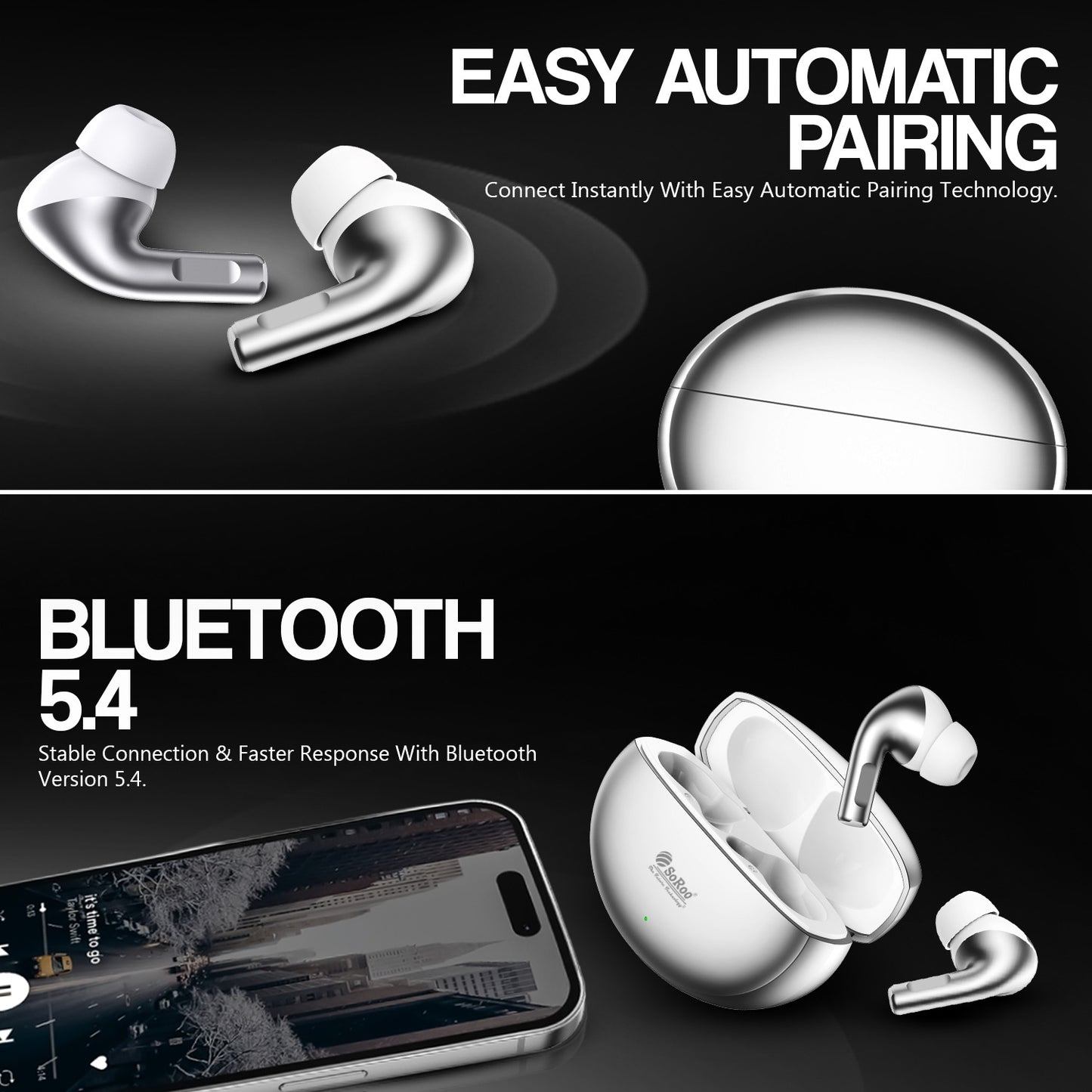 True Wireless Earbuds 48H Playback AI ENC Dual Mic Soroo Buds 31 Glossy Blue