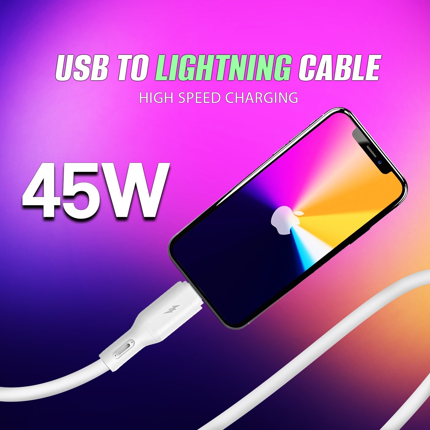 USB to Lightning Cable 45W | Soroo M723 Fast Charging Cable 1200mm – White