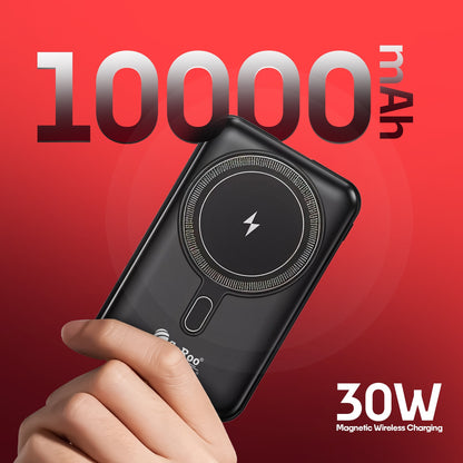 Magnetic Wireless Power Bank 10000mAh  with Built-In Type-C & Lightning Cable Soroo PB-192