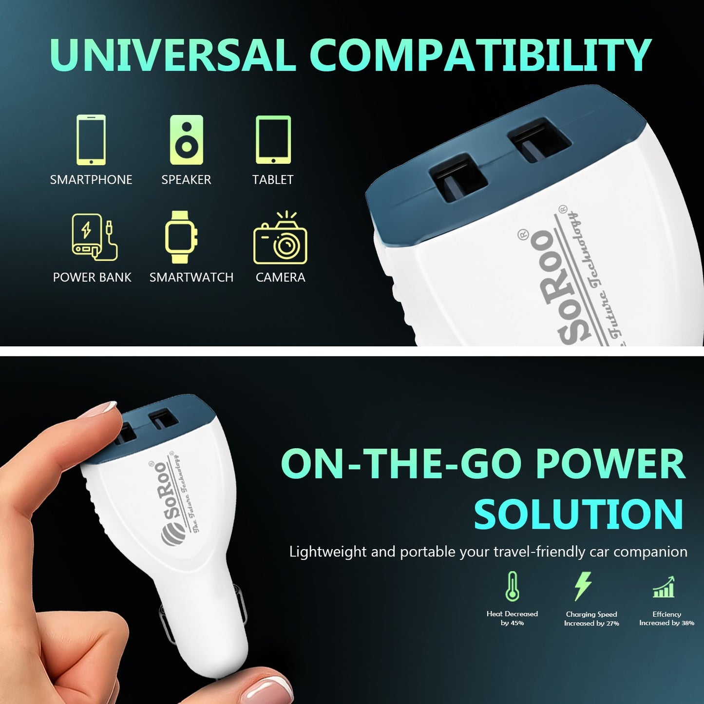 Car Charger | 5V 3.5A Fast Charging Dual USB with Multi Protection Soroo SR-C-4