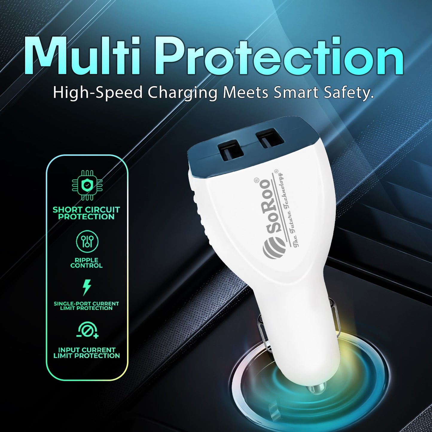 Car Charger | 5V 3.5A Fast Charging Dual USB with Multi Protection Soroo SR-C-4