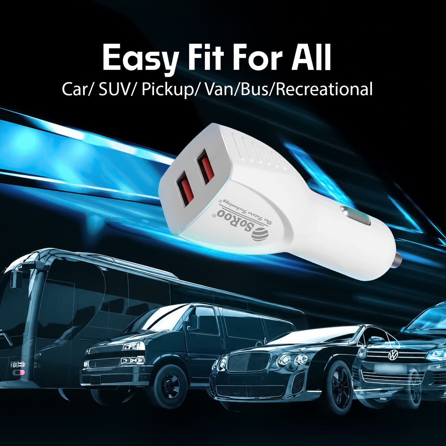 Car Charger | 22W Fast Charging Dual USB with Smart Safety Soroo SR-C-5