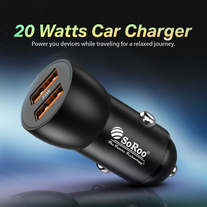 Car Charger | 20W Fast Charging Dual USB with Multi Protection Soroo SR-C-6