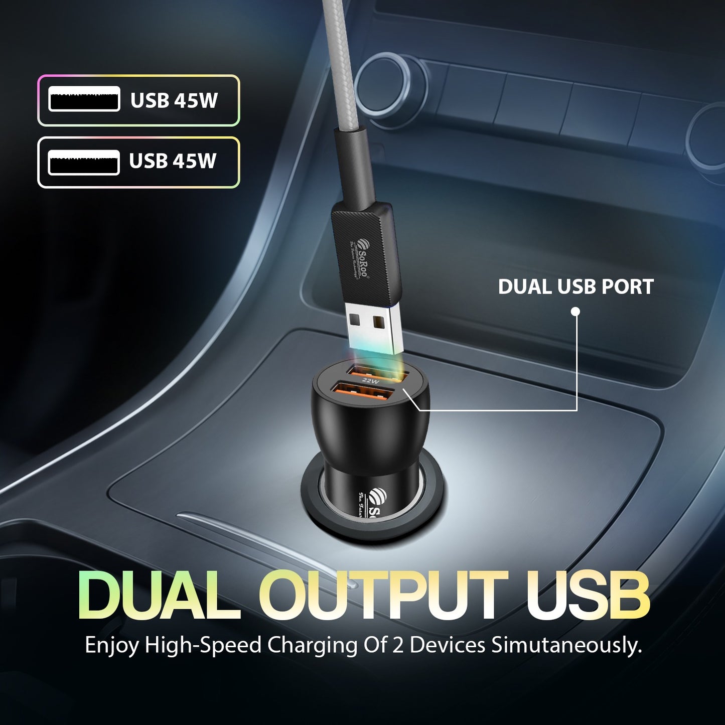Car Charger | 20W Fast Charging Dual USB with Multi Protection Soroo SR-C-6
