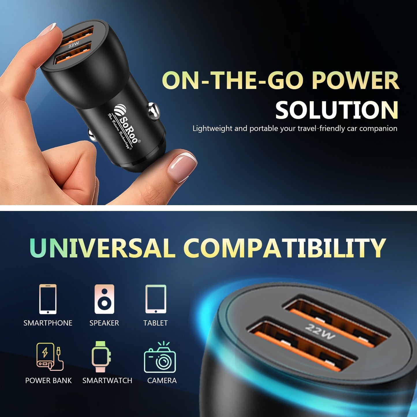 Car Charger | 20W Fast Charging Dual USB with Multi Protection Soroo SR-C-6