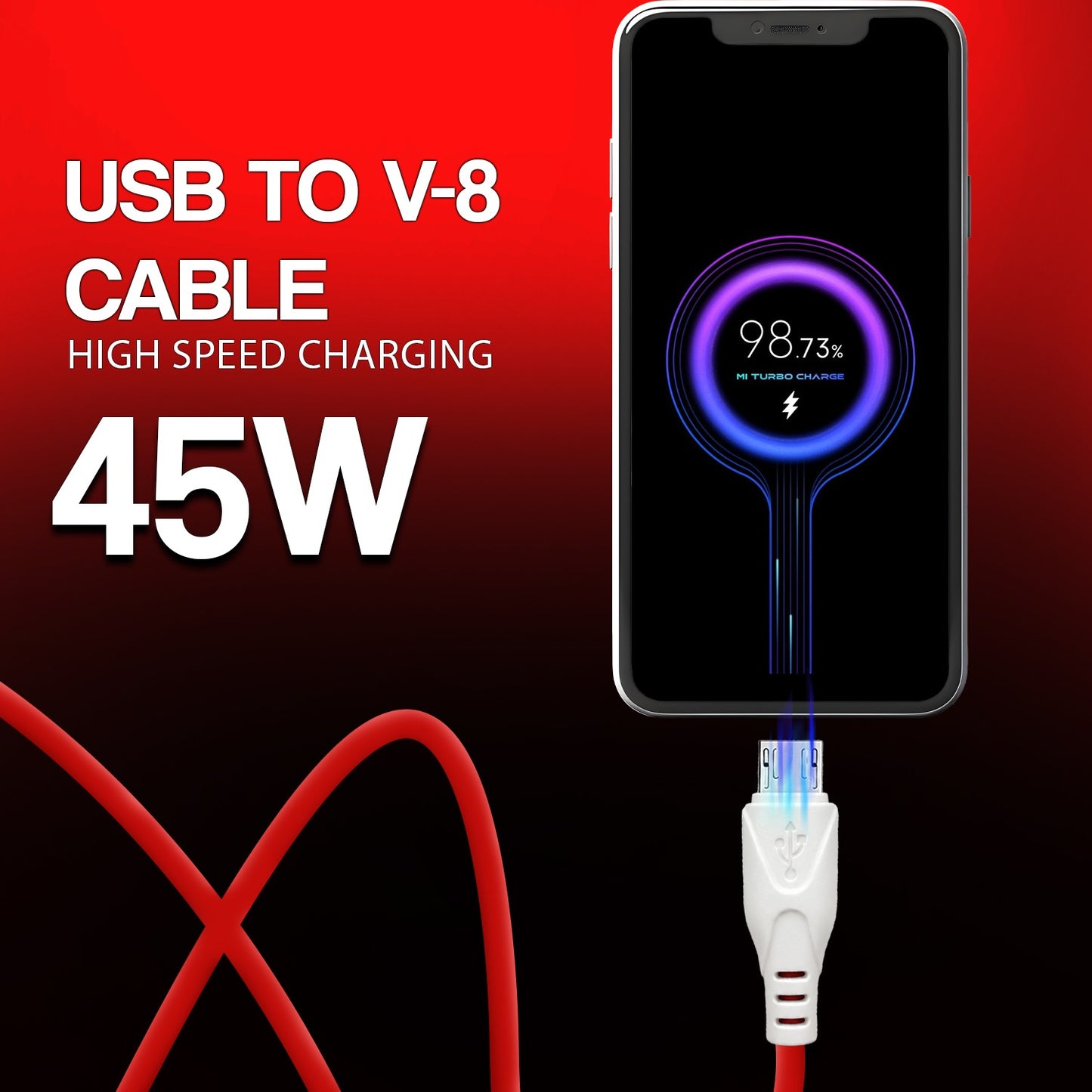 45W Fast Charging USB to V8 Cable | Soroo SR-DT21V8 High Speed Data & Charging Cable – Red