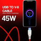 45W Fast Charging USB to V8 Cable | Soroo SR-DT21V8 High Speed Data & Charging Cable – Red