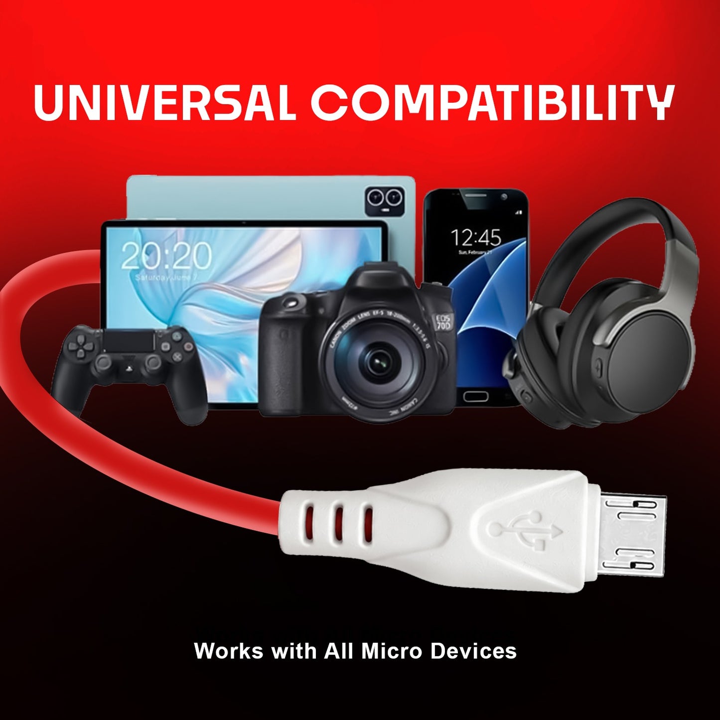 45W Fast Charging USB to V8 Cable | Soroo SR-DT21V8 High Speed Data & Charging Cable – Red