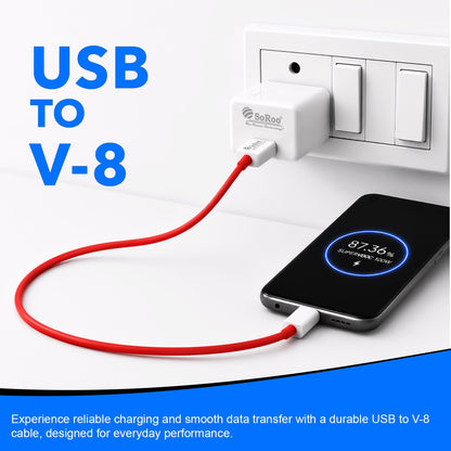 USB to V8 Data Cable | 30W Fast Charging & 480Mbps Data Transfer Soroo SR-DT2 V8