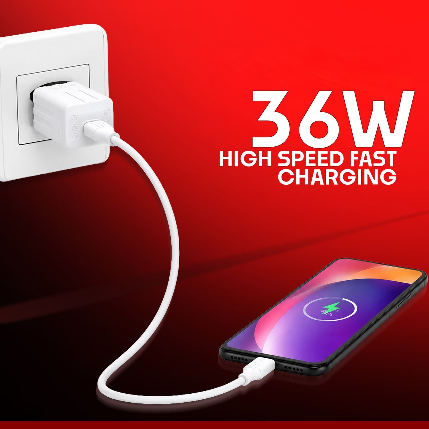 USB to V8 Data Cable | 36W Fast Charging, 1.2 Meter Cable Soroo SR-DT2
