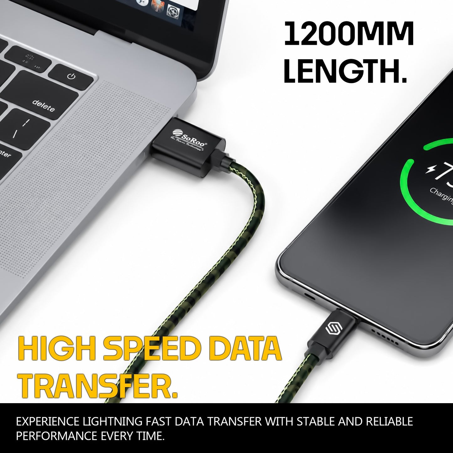 USB to Type-C Data Cable | 45W Fast Charging & Sync Cable Soroo SR-DT3
