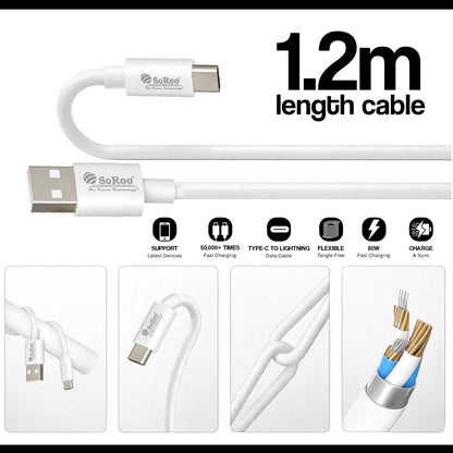USB to Type-C Data Cable | 80W Fast Charging, 1.2 Meter Cable Soroo SR-DT4