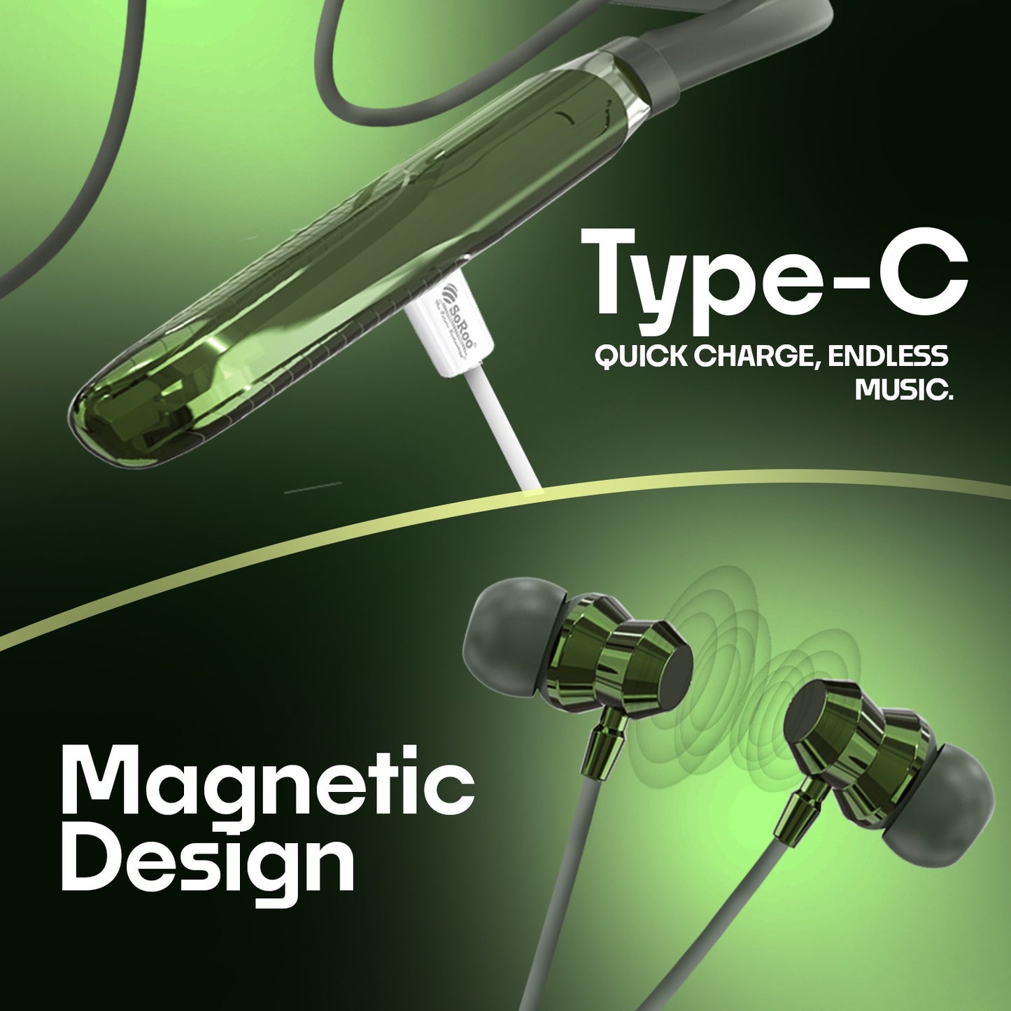 Wireless Neckband | 98 Hours Playtime, ANC ENC Noise Cancellation & BT 5.4 Soroo SR-IBAND-44
