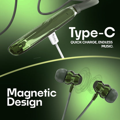 Wireless Neckband | 98 Hours Playtime, ANC ENC Noise Cancellation & BT 5.4 Soroo SR-IBAND-44