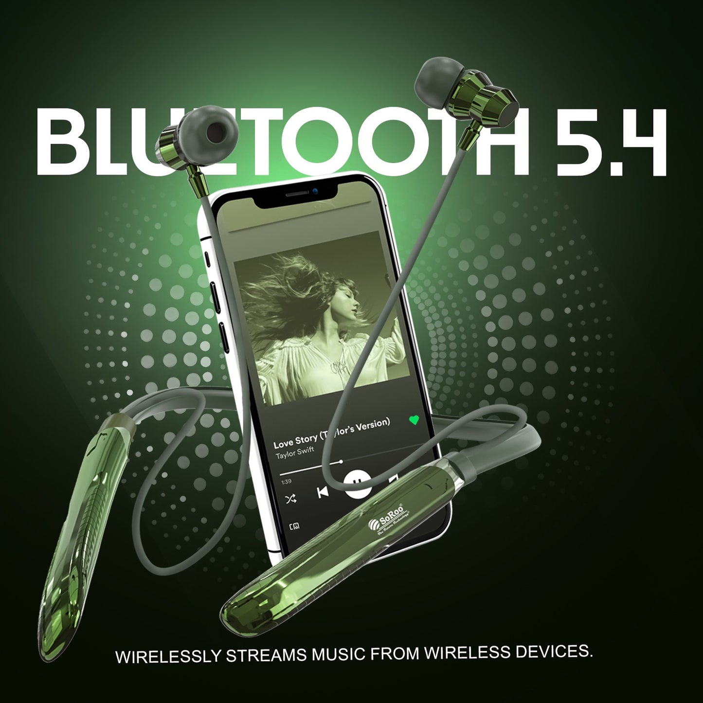 Wireless Neckband | 98 Hours Playtime, ANC ENC Noise Cancellation & BT 5.4 Soroo SR-IBAND-44