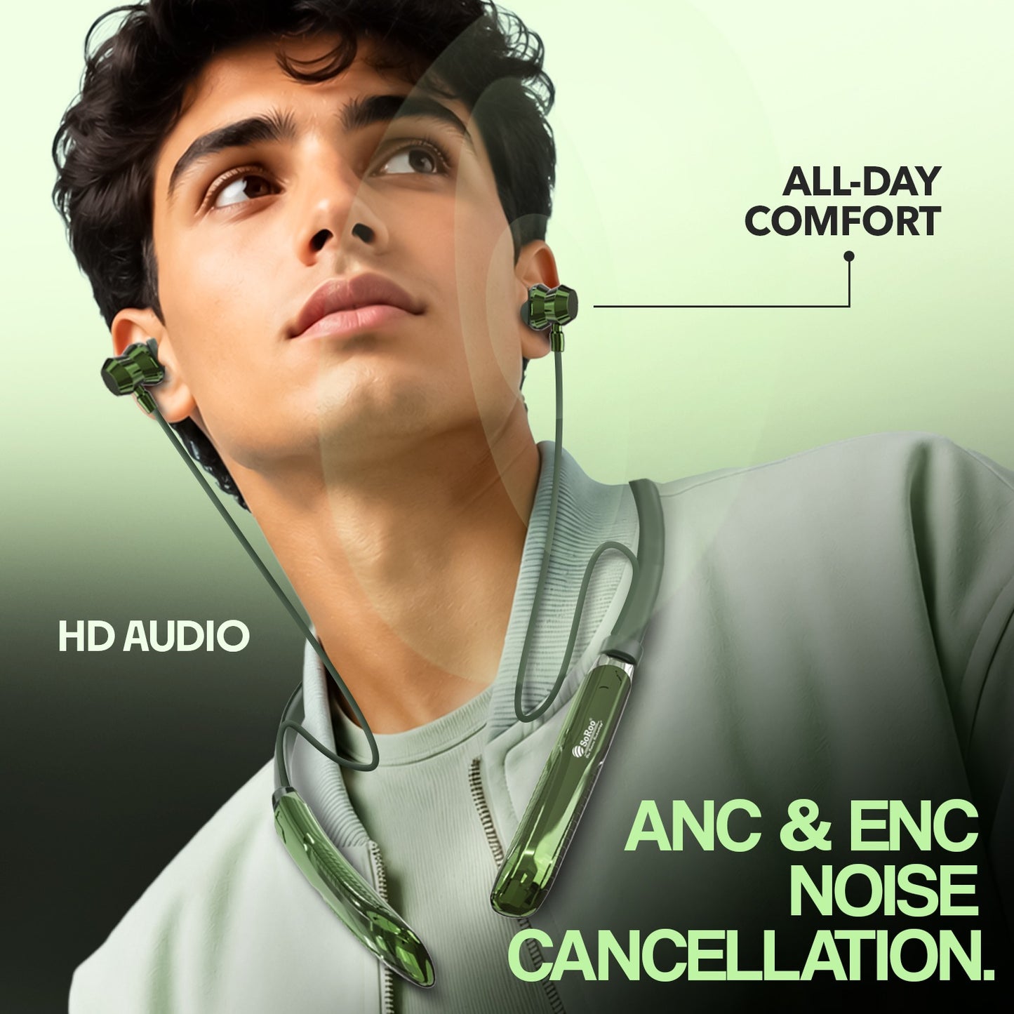 Wireless Neckband | 98 Hours Playtime, ANC ENC Noise Cancellation & BT 5.4 Soroo SR-IBAND-44