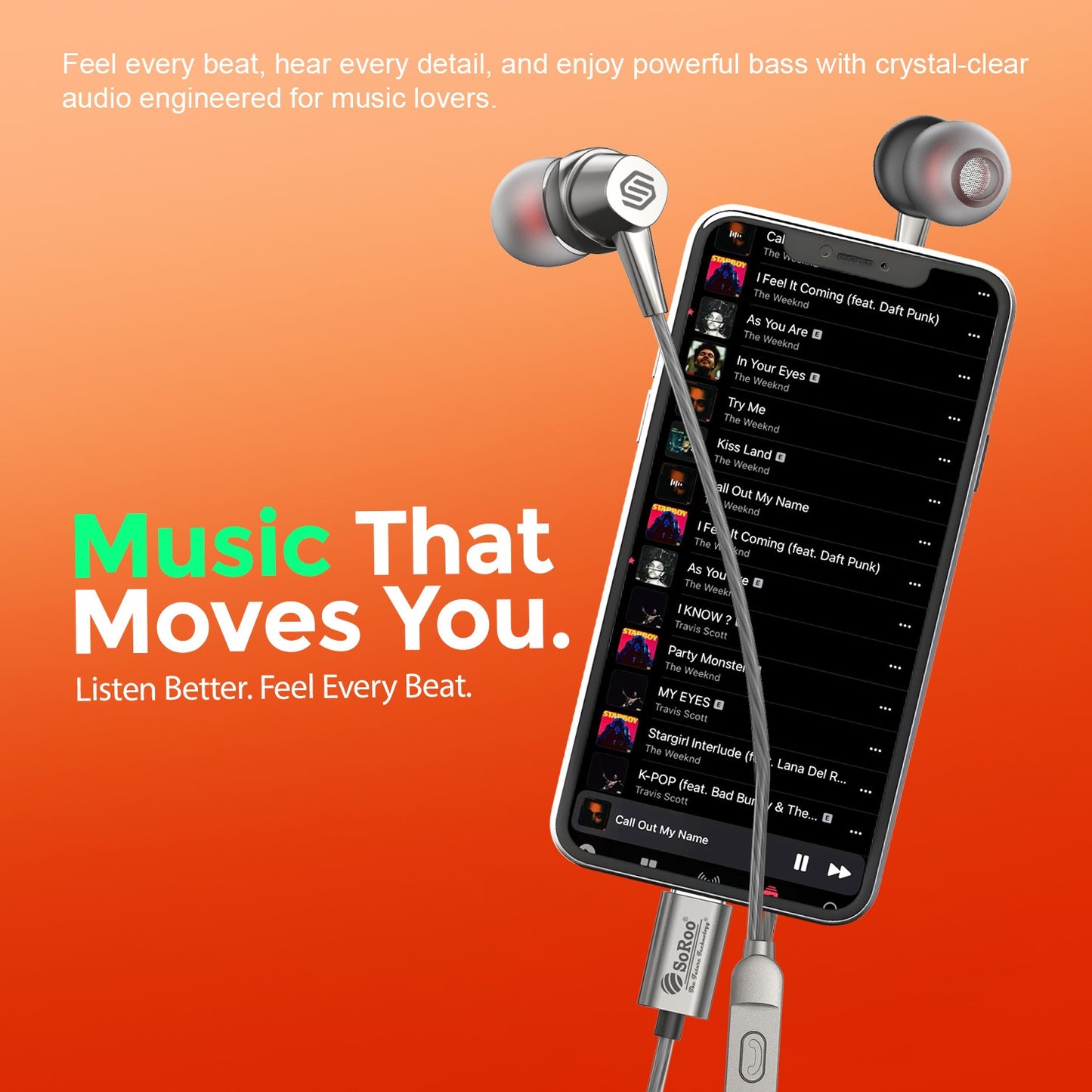 Type C Wired Earphones with Mic | Soroo SR-ITUNE6 In-Ear Earphones – Grey