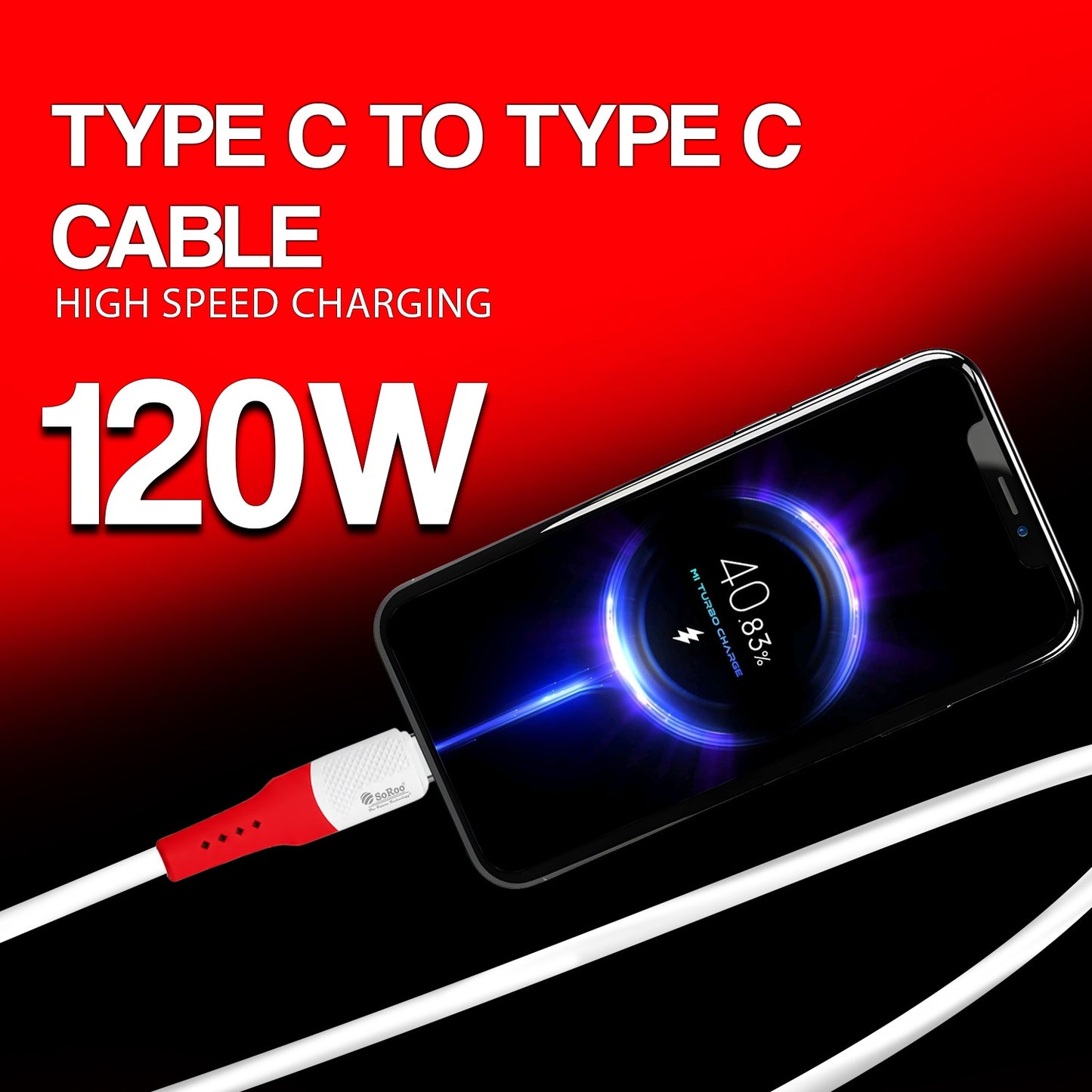Fast Charging Cable 120W | Soroo SR-PD09 High Speed Charging & Data Cable – White
