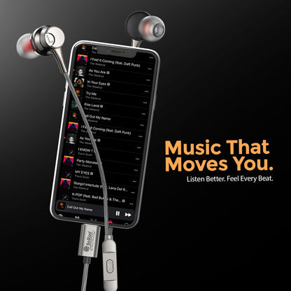 Type C Wired Earphones with Mic | Soroo SR-X193 13mm Dynamic Driver Hi-Fi Bass In-Ear Earphones – Grey
