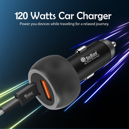Car Charger | 120W Fast Charging Type-C PD + USB Dual Output Soroo SR C-21