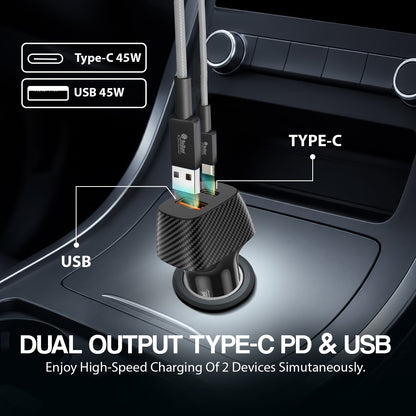 Car Charger | 90W Fast Charging Type-C PD + USB Dual Output Soroo SR C-22