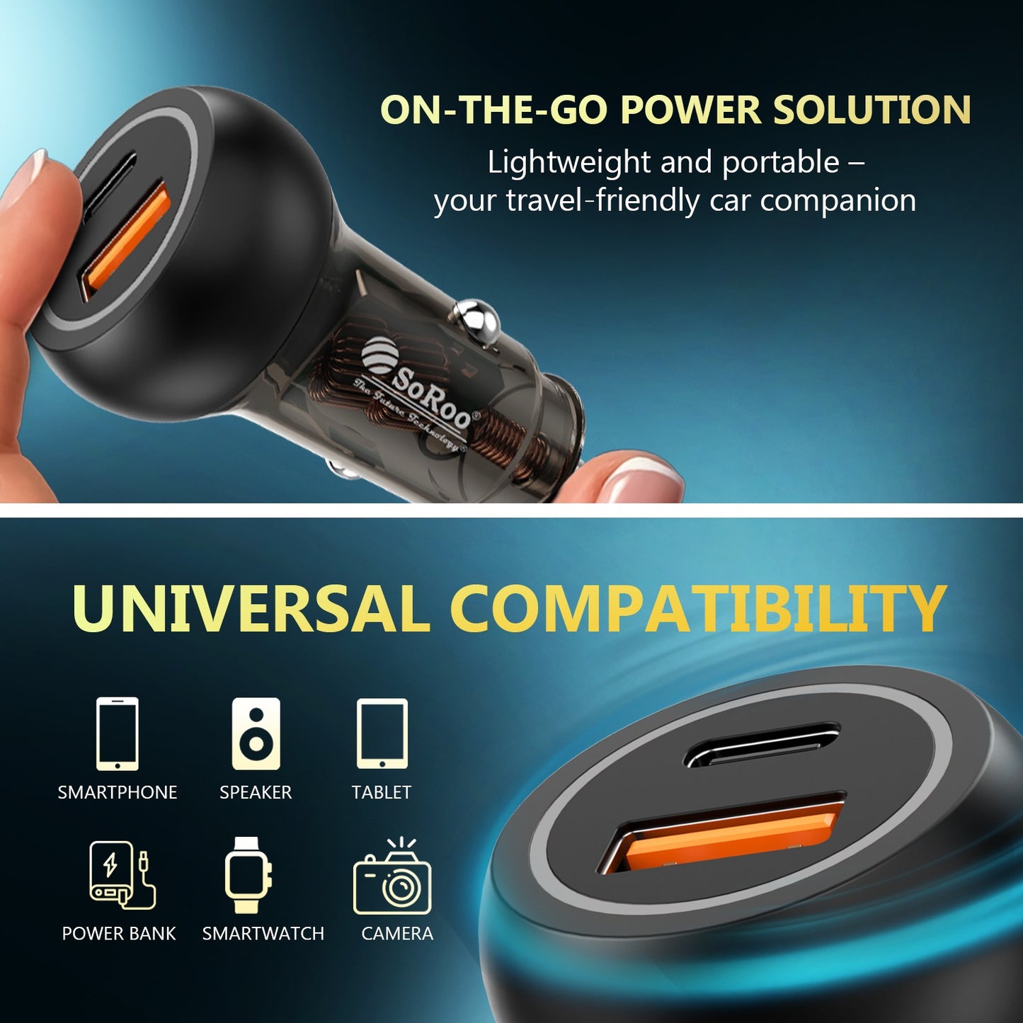 Car Charger | 120W Fast Charging Type-C PD + USB Dual Output Soroo SR C 20