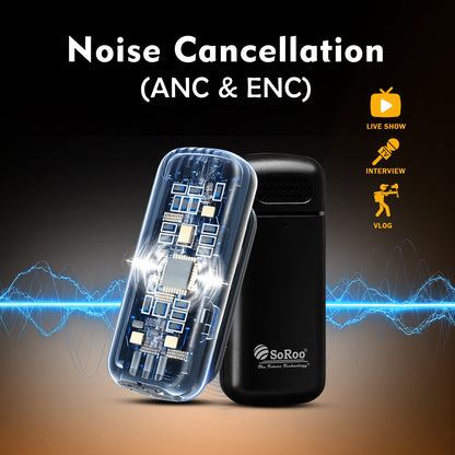 Wireless Microphone ANC ENC Charging Case 70Hr Soroo SR Collar 03 Black