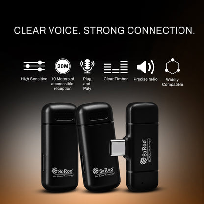 Wireless Microphone ANC ENC Charging Case 70Hr Soroo SR Collar 03 Black