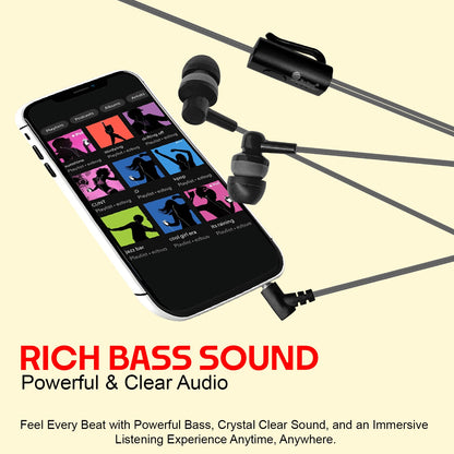 Wired Earphones with Mic | Soroo YO-A34 AUX Earphones – Grey