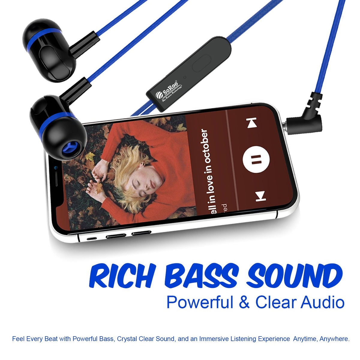 Wired Earphones with Mic | Soroo YO-A35 13mm Dynamic Driver AUX Earphones